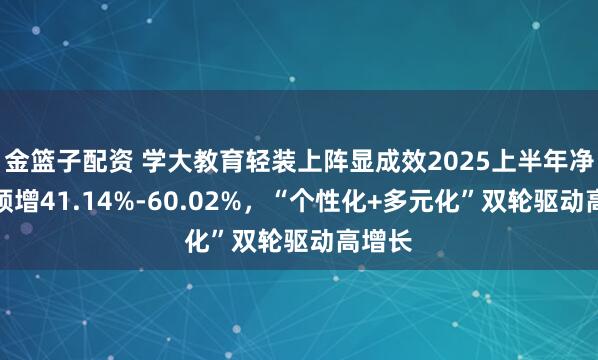 金篮子配资 学大教育轻装上阵显成效2025上半年净利润预增41.14%-60.02%，“个性化+多元化”双轮驱动高增长
